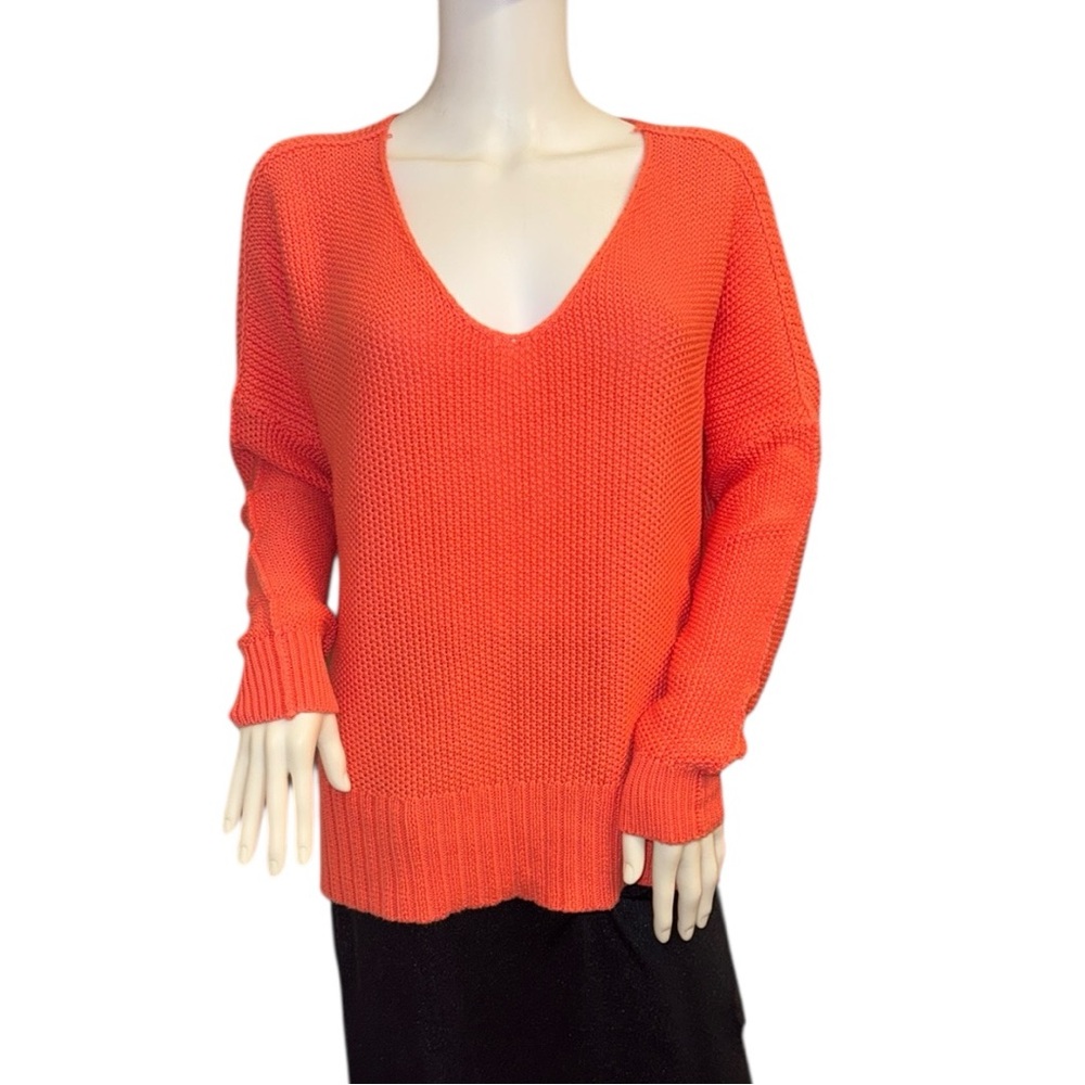 Lucky Brand Coral V-Neck Sweater Size Small